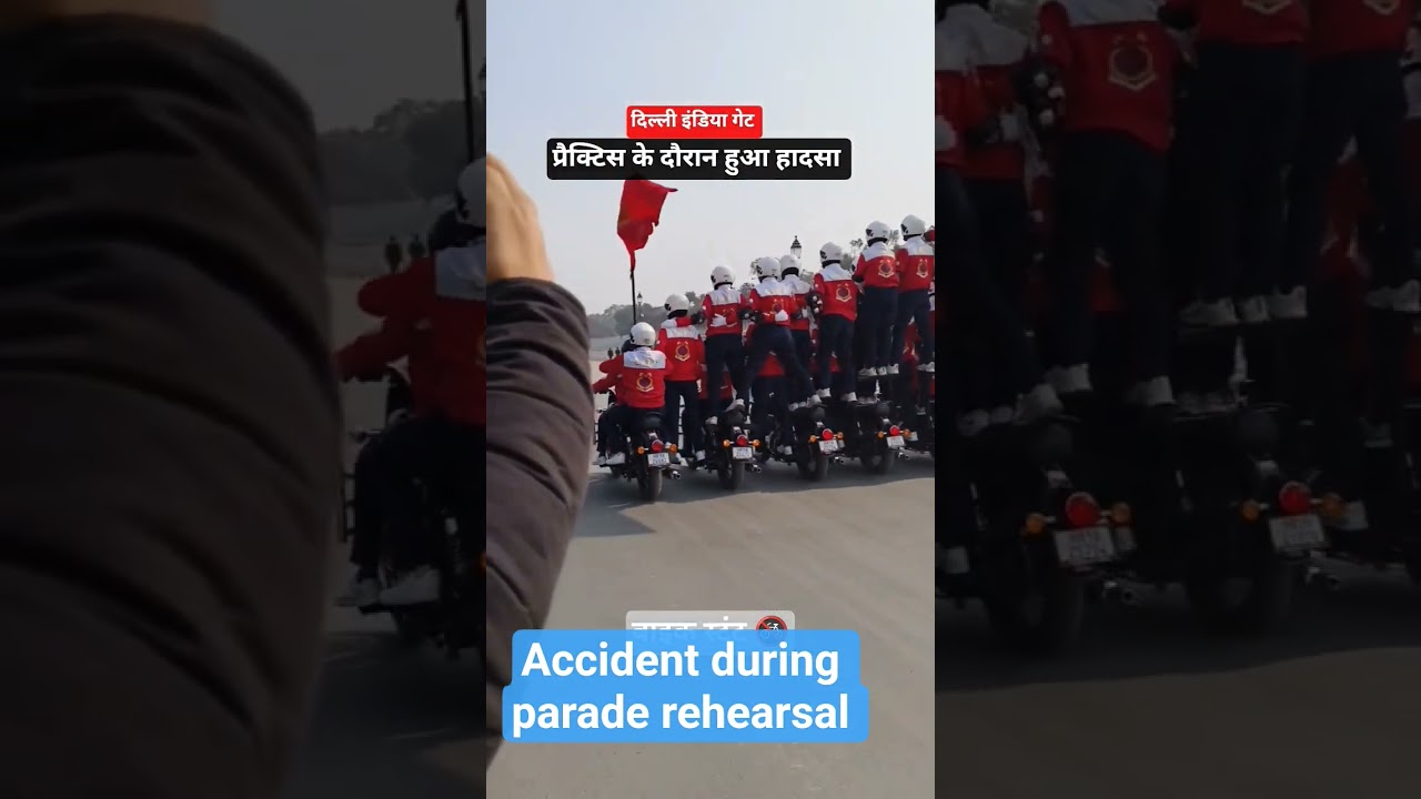 Accident During RD parade rehearsal #army #bike #republicday 🪖