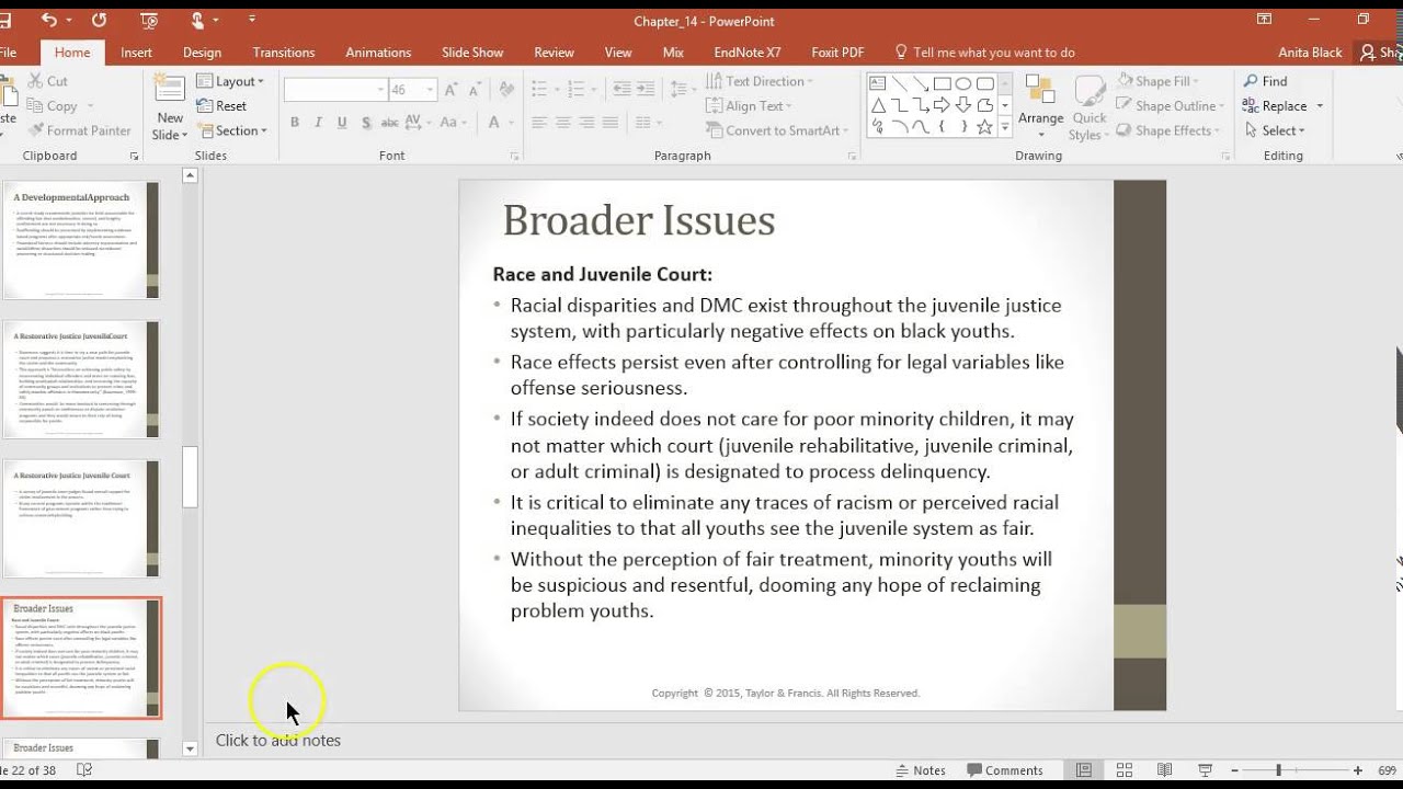 Juvenile Justice Class-Professor Black Victimization