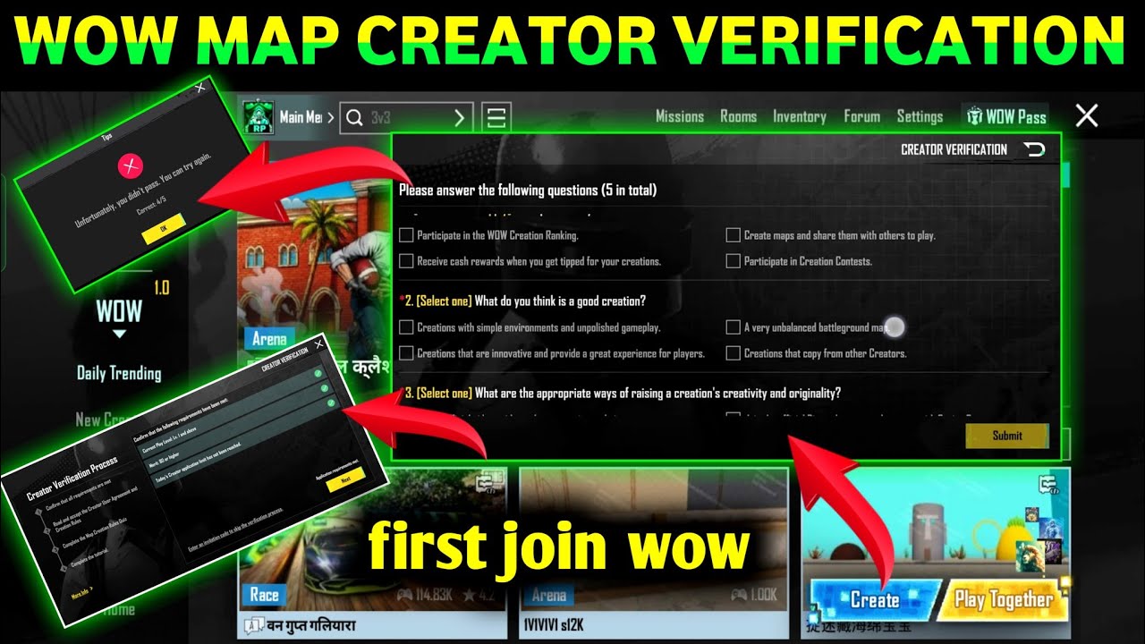 How to Creator Verification pubg | 100% Correct Answers BGMI WOW Mode Creator Complete Tutorial 