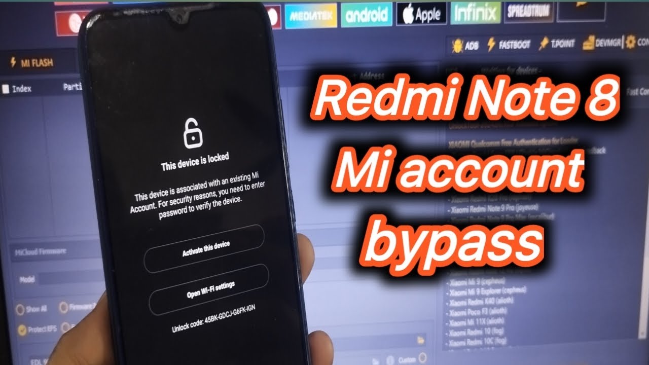 Redmi Note 8 Disable Mi Cloud Bypass FRP | Redmi Note 8 Bypass Mi Account by Unlocktool