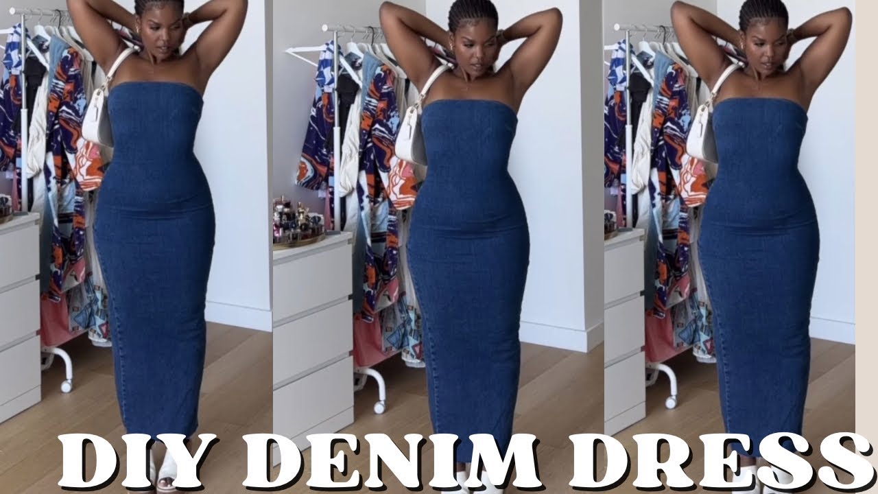 DIY: how to cut and sew a denim maxi tube dress 