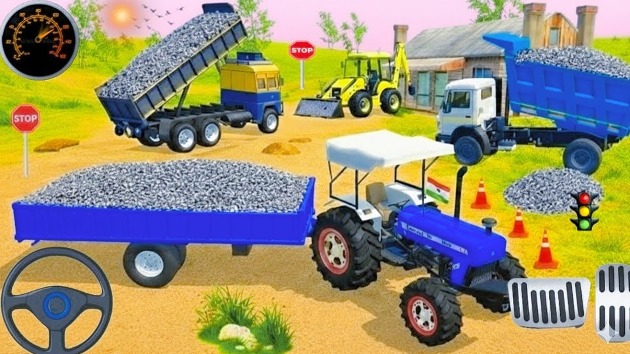 🔴Drive JCB and Uploading 🪨🏗Stone From Dumper🌋 Truck in Game #truck #jcb #tractor #dumper #games 0139