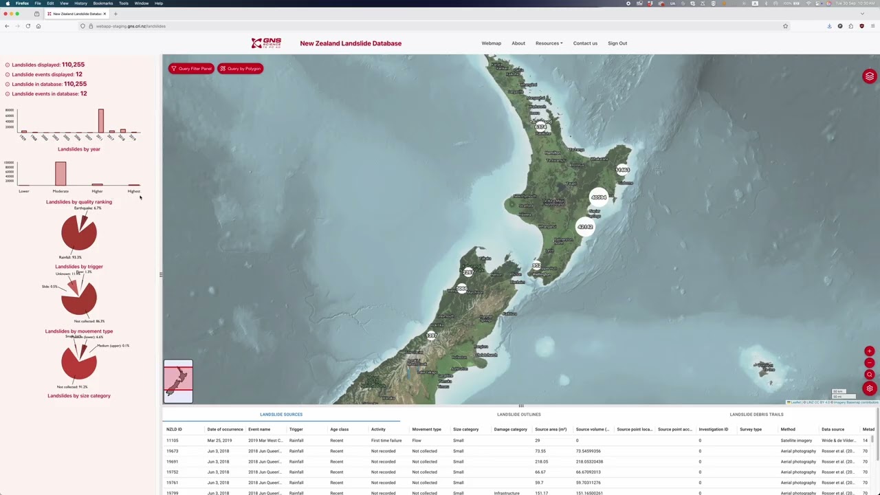 New Zealand Landslide Database webmap tutorial