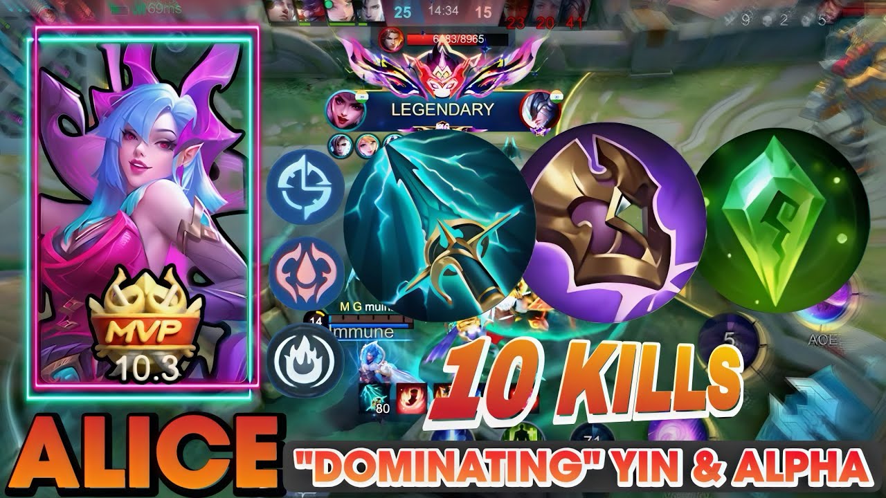 Old ALICE Never Old😘10Kills Domination🤯@mlbbindonesia4754 @mlbbcis @MLBBLATAM @MobileLegendsCinema 
