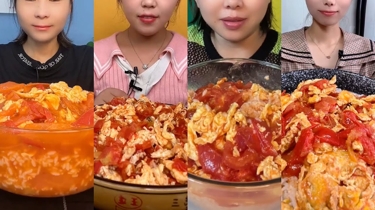 [ASMR] Rice with Chinese Tomatoes Egg Stir Fry Mukbang | Eating Show