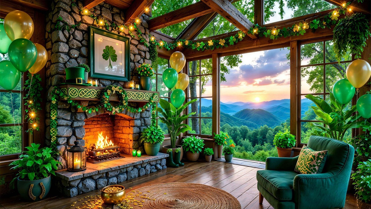 St. Patrick&rsquo;s Day Music ☘️ Cozy Irish Vibes | Soothing Piano and Fireplace Ambience for Relaxation