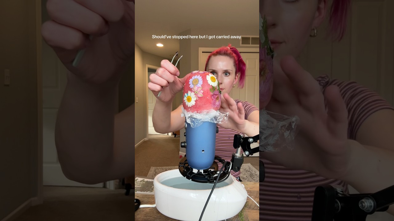 Making a mic cover with pressed summer flowers 🌸 #asmr