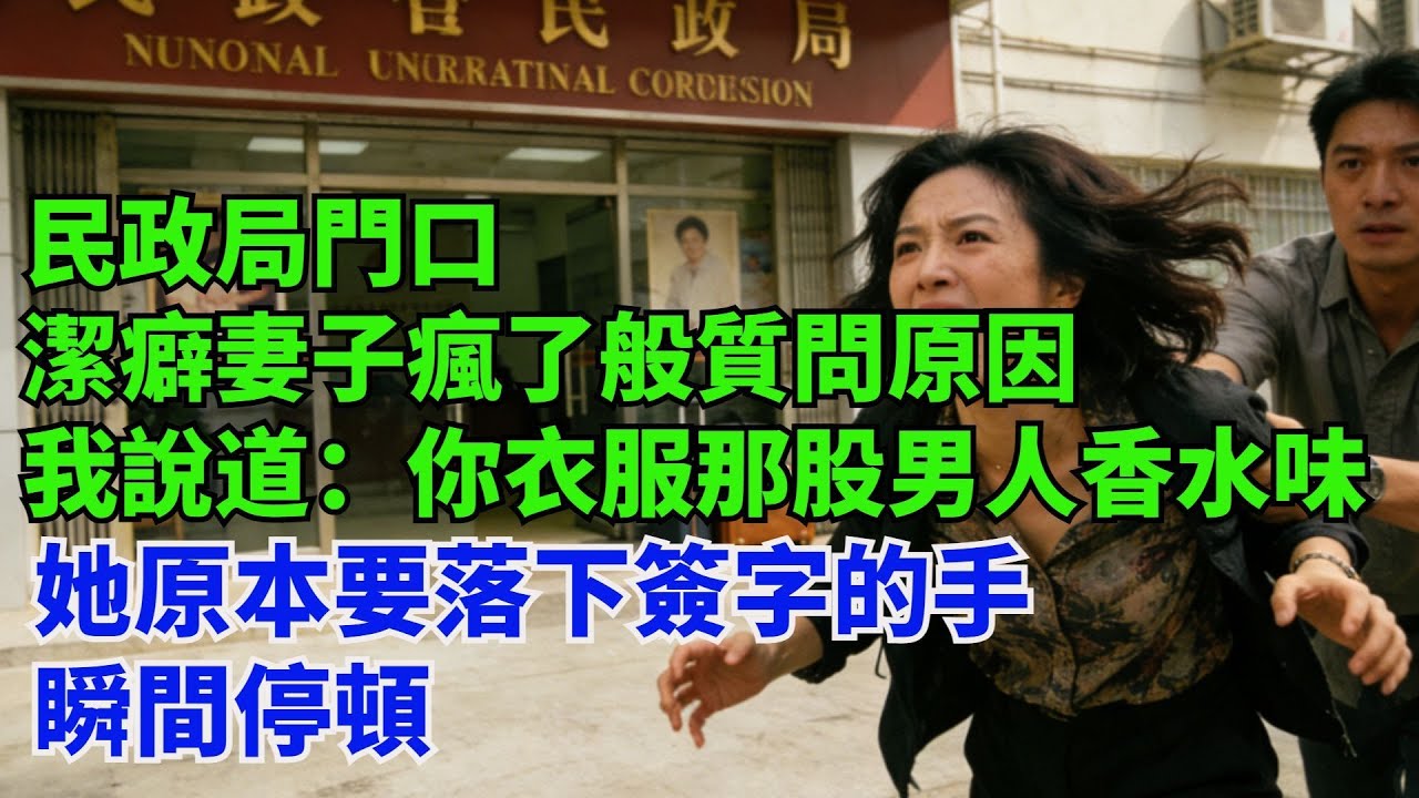 民政局門口，潔癖妻子瘋了般質問原因。我只淡淡説道：妳衣服上那股男人香水味，已經持續壹個月。話音剛落她原本要落下簽字的#故事#小説#家庭矛盾#爽文