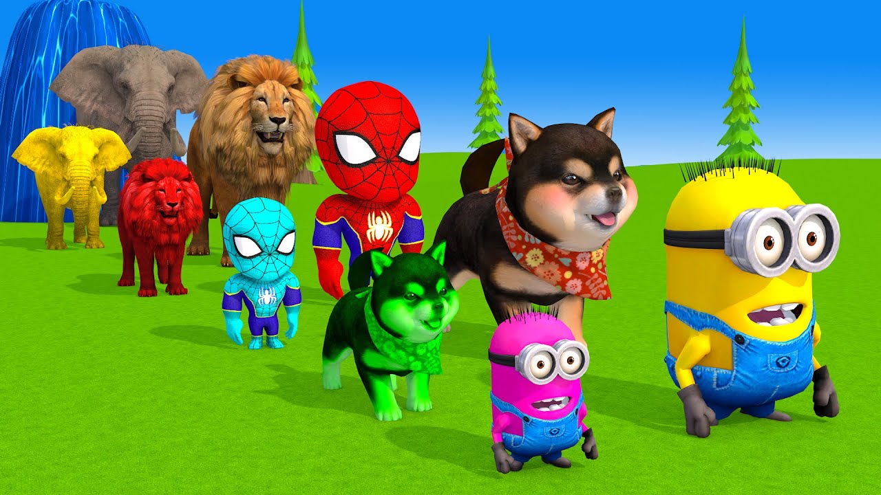 Long Slide Game With Cow Elephant Gorilla Hippopotamus Tiger 3d Animal Game Funny 3d Animals