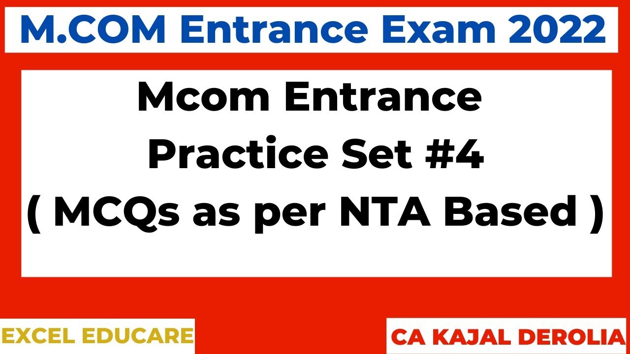 MCOM Entrance Practice Set#4 | MCQs as per NTA | Mcom Entrance Exam 2022 | Commerce |