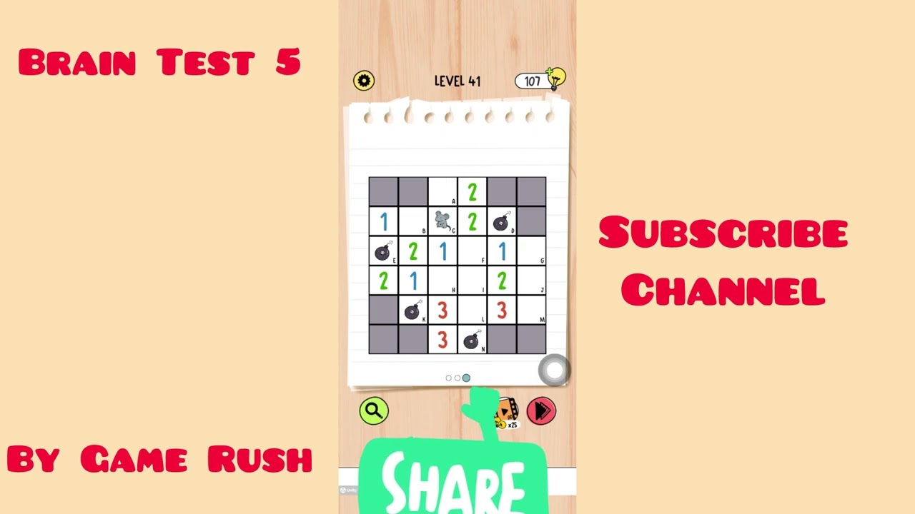 Brain Test 5 : Level 41 help the mouse find the bombs | Brain test 5 Walkthrough #braintest5