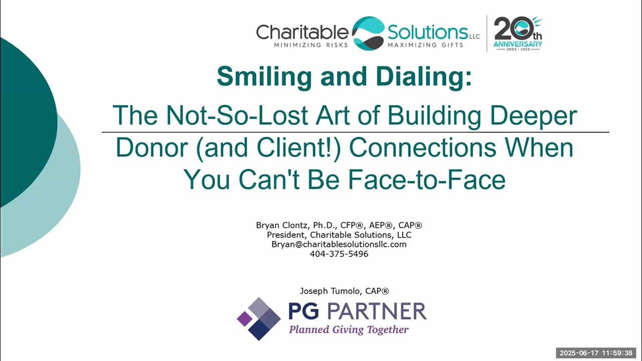 Smiling and Dialing:  Building Deeper Donor (and Client!) Connections When You Can't Be Face-to-Face