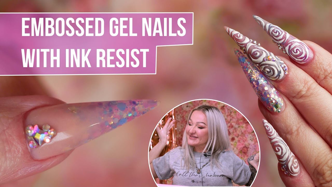 Embossed Gel Flowers and Ink Resist on Andrea!