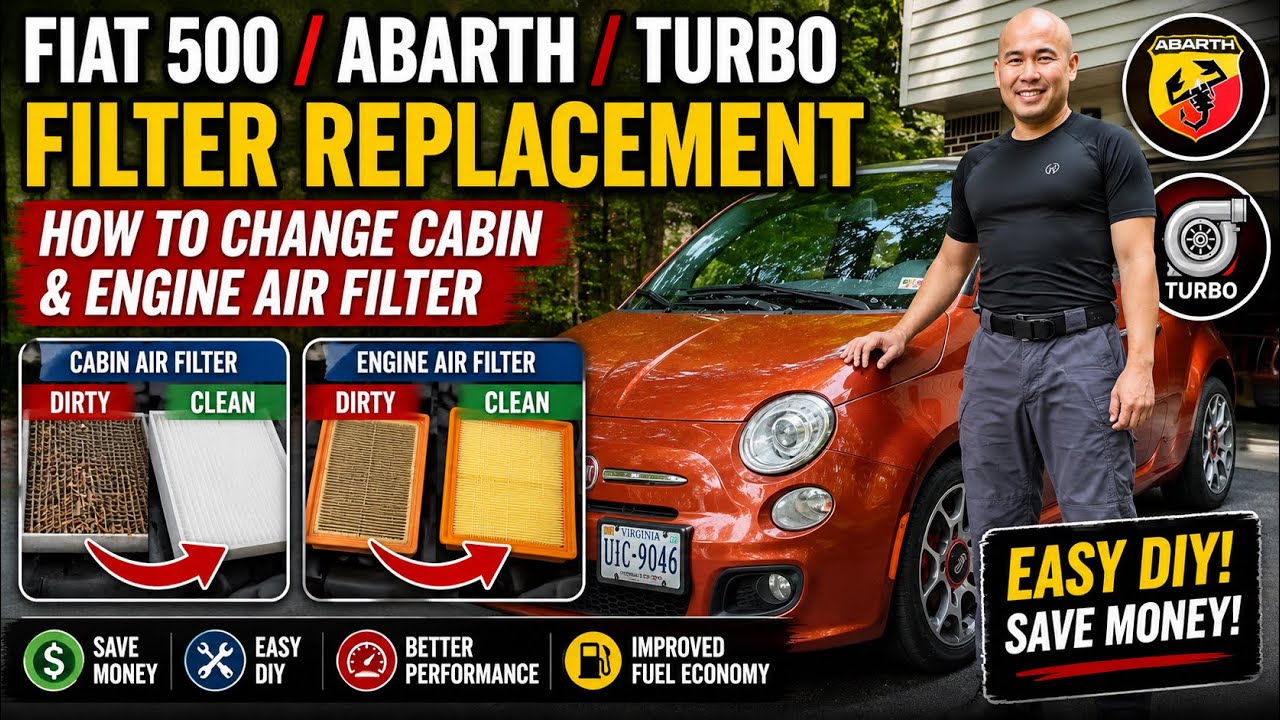 Замена фильтра Fiat 500/Arbath/Turbo — как заменить воздушный фильтр салона и двигателя