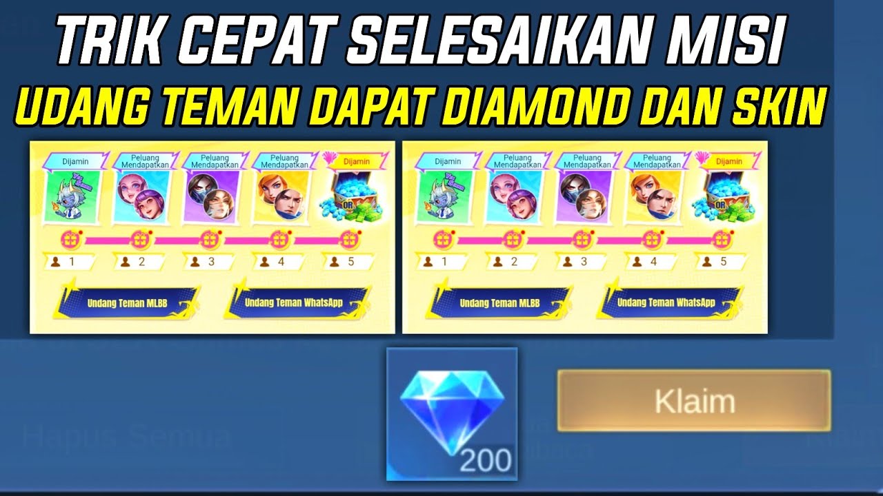 TRIK CEPAT SELESAIKAN MISI UNDANG TEMAN EVENT MOBILE LEGENDS! DI JAMIN DAPAT DIAMOND DAN SKIN GRATIS