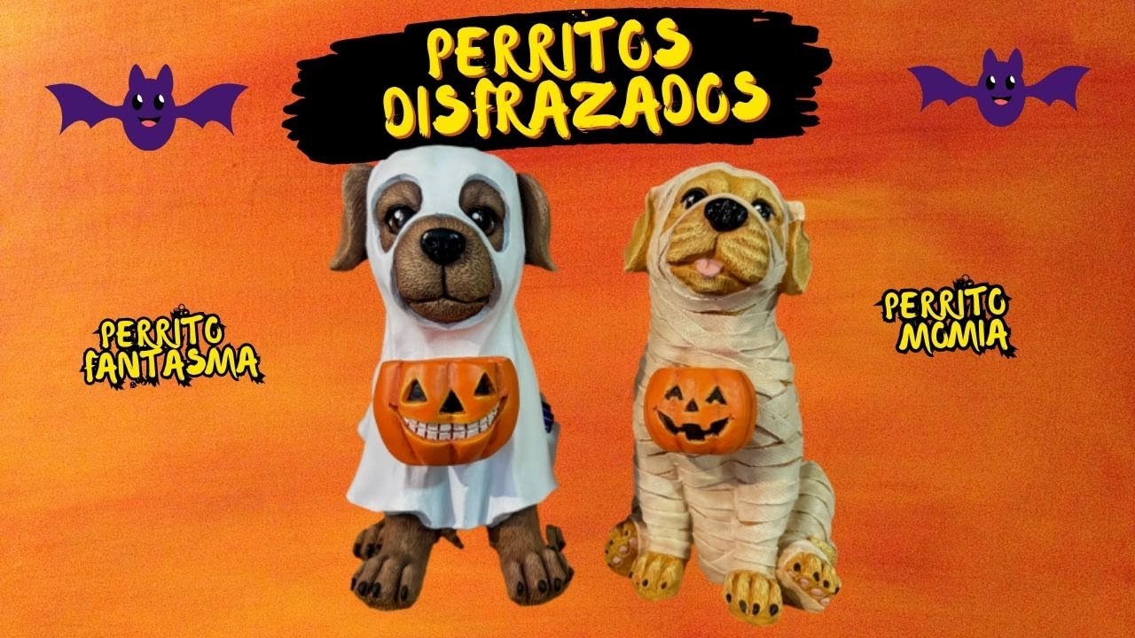 PINTA UN PAR DE PERRITOS DISFRAZADOS PARA CELEBRAR EL DÍA DE MUERTOS
