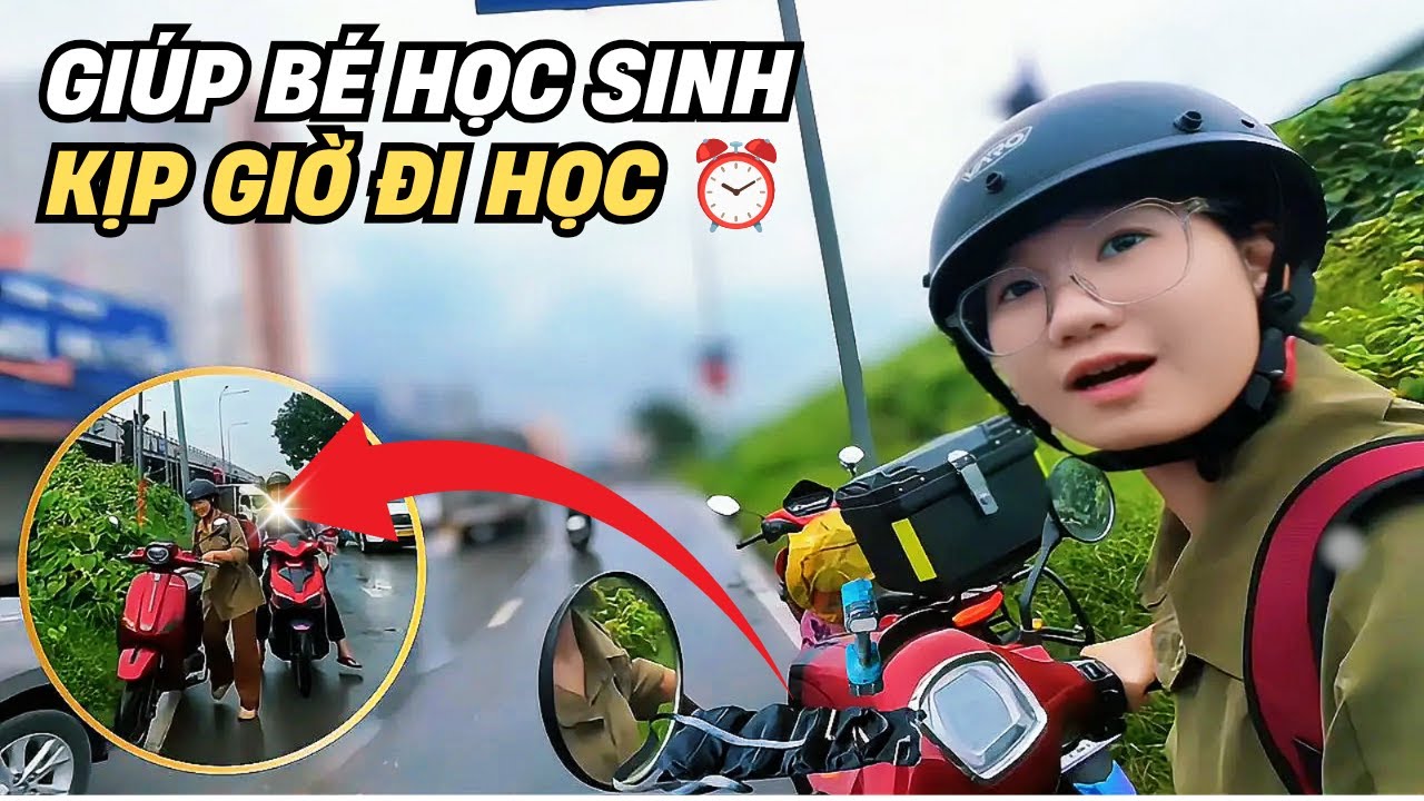 Bất ngờ gặp bé học sinh lễ phép, vội giúp em khởi động xe kịp giờ học