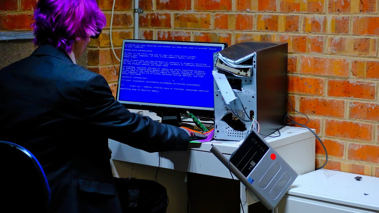 Angry Office Man's Core 2 Duo Computer Office Destruction