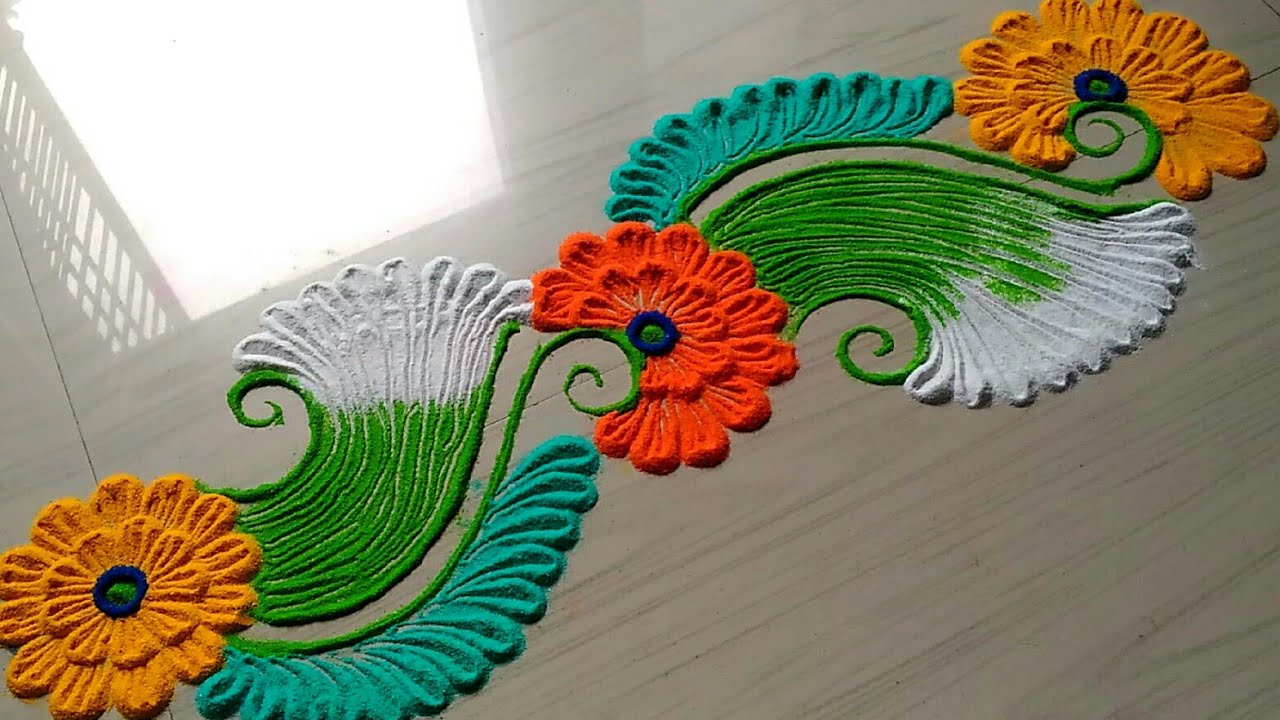 Border rangoli designs for independence day/15 August rangoli design
