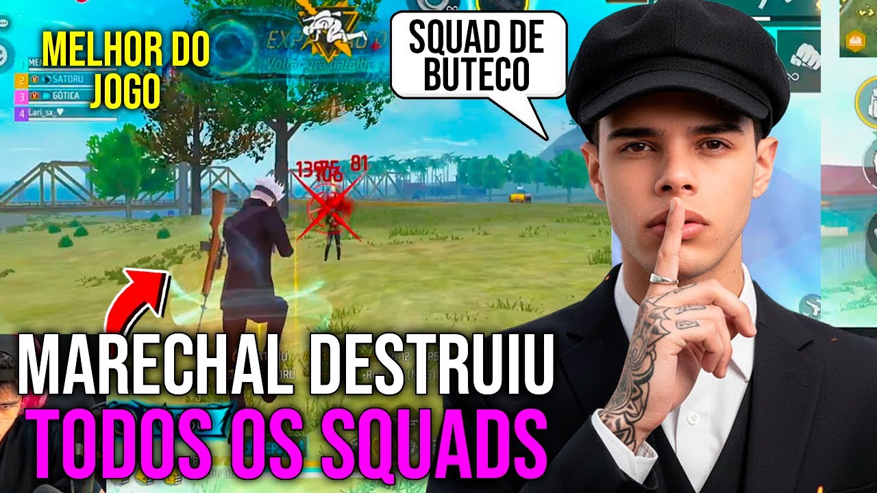 MARECHAL DESTRUIU TODOS OS SQUADS E MOSTROU QUE ATUALMENTE E O MELHOR DO JOGO - FREE FIRE