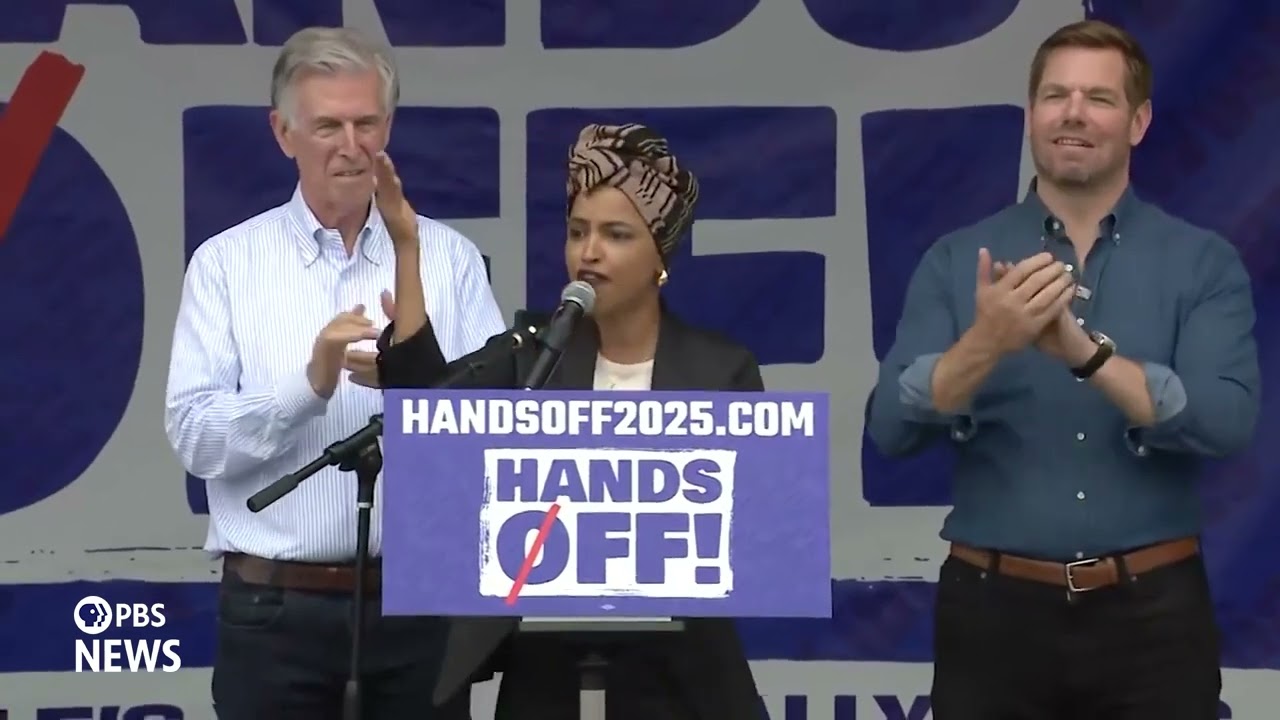 WATCH: Reps. Ilhan Omar and Lateefah Simon address crowd at 'Hands Off' protest in D.C.