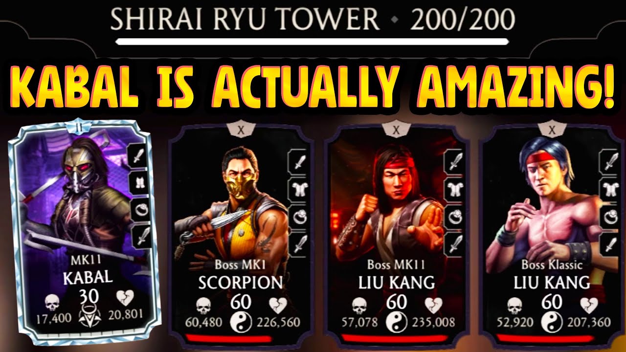 MK Mobile. MK11 Kabal is INCREDIBLE Boss Killer. My Shirai Ryu Tower 200 Reward!