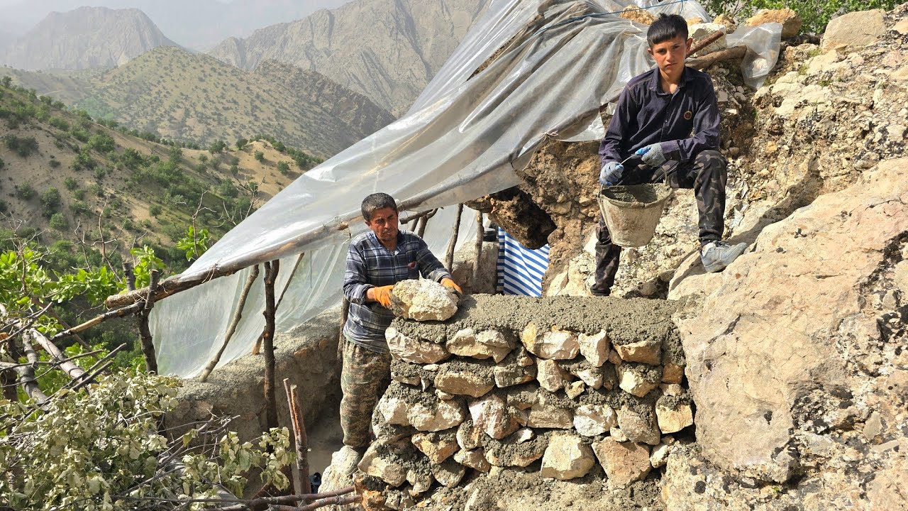 Cave Living 😱🏔️ | Survival in the Harsh Mountains, Cave Preparation & Stone Wall Building