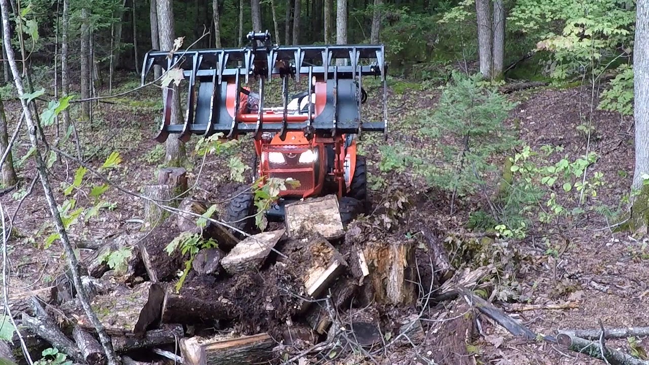 #83 Kubota B2601 Compact Tractor HLA Grapple : Adventure in the Forest. outdoor channel.