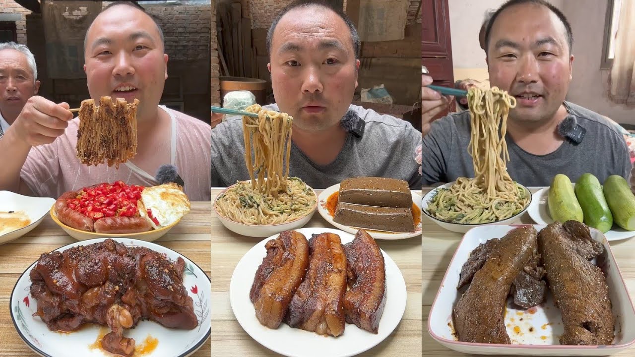 Mukbang # Part 181: Eat Sea Conch pig brain 🧠 belly pork bone head pig #cooking #pork #noodles #meat