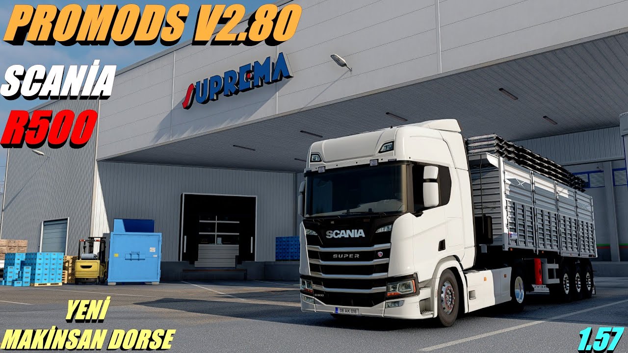 PROMODS V2.80 SCANİA R500 YENİ DORSE MAKİNSAN İLE KÖMÜR TAŞIMACILIĞI ANİMASYONLU PASPAS SÜRÜM 1.57