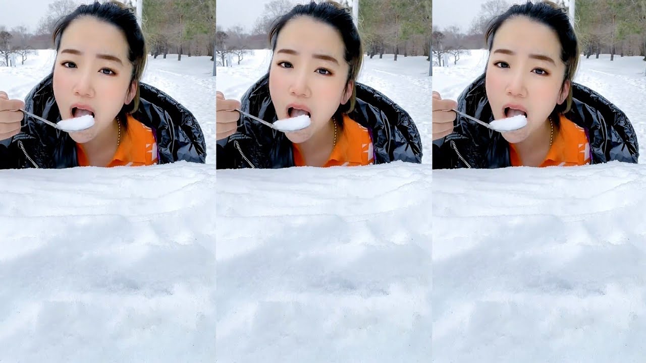 REAL SNOW EATING | ICE EATING