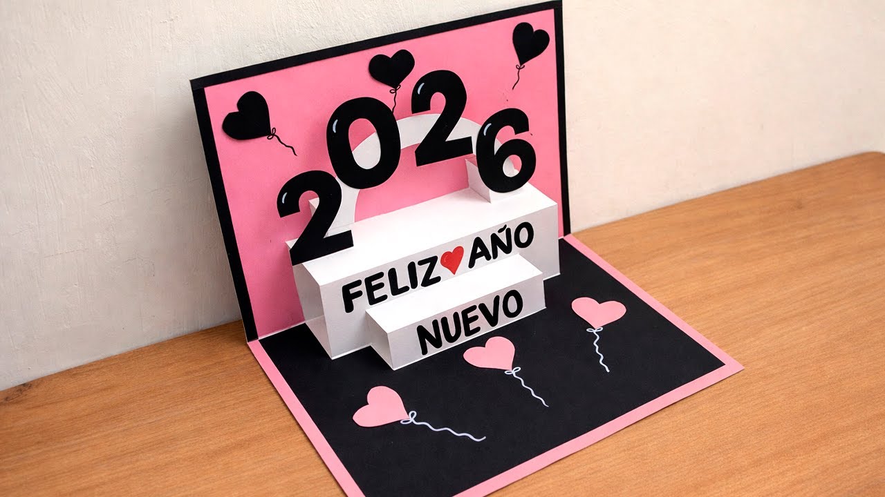 🌷Tarjeta POP UP para el año nuevo 2026 hecha a mano🌷