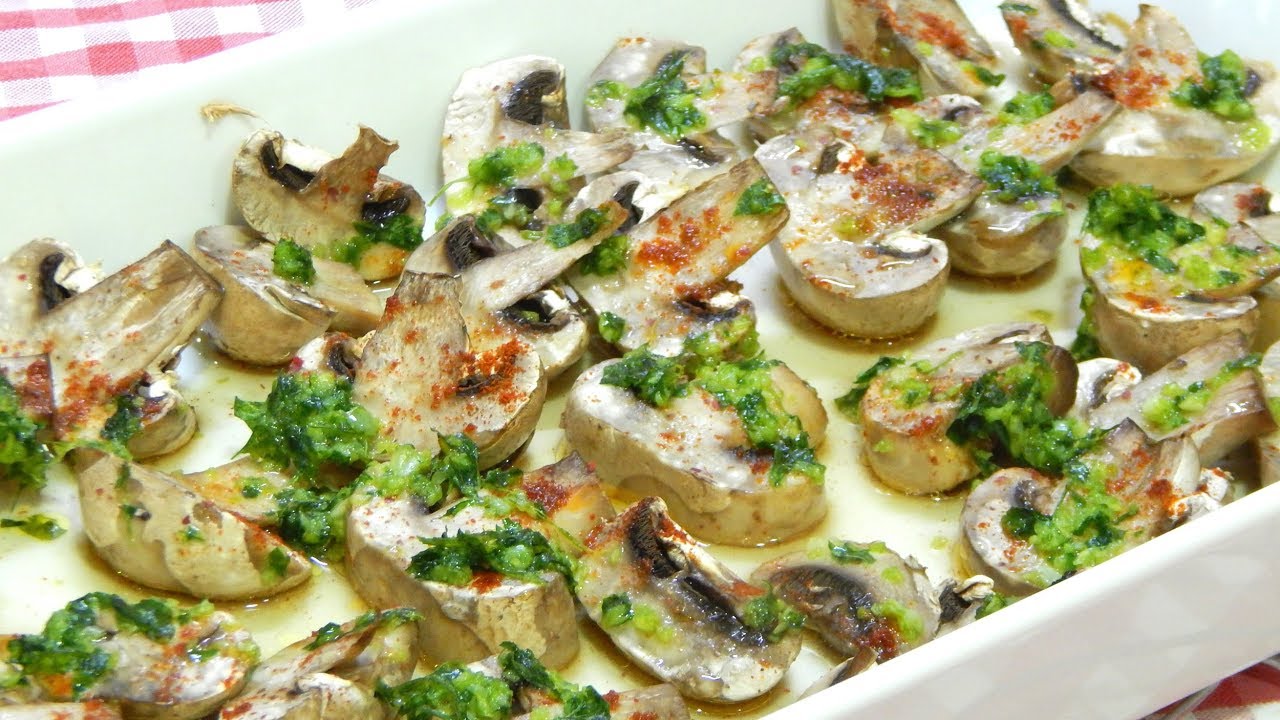 Cómo hacer champiñones al ajillo y pimentón rojo receta muy fácil