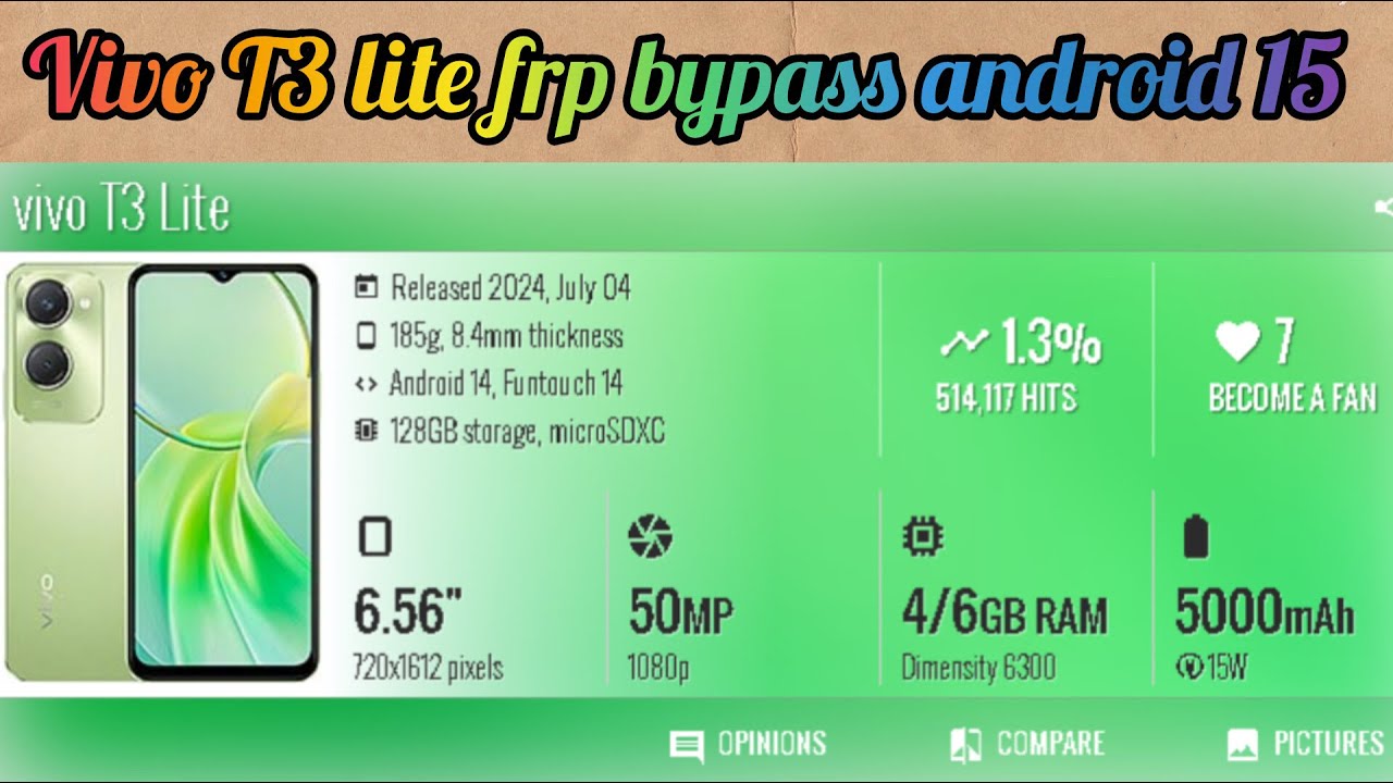 vivo t3 lite 5g frp bypass android 15