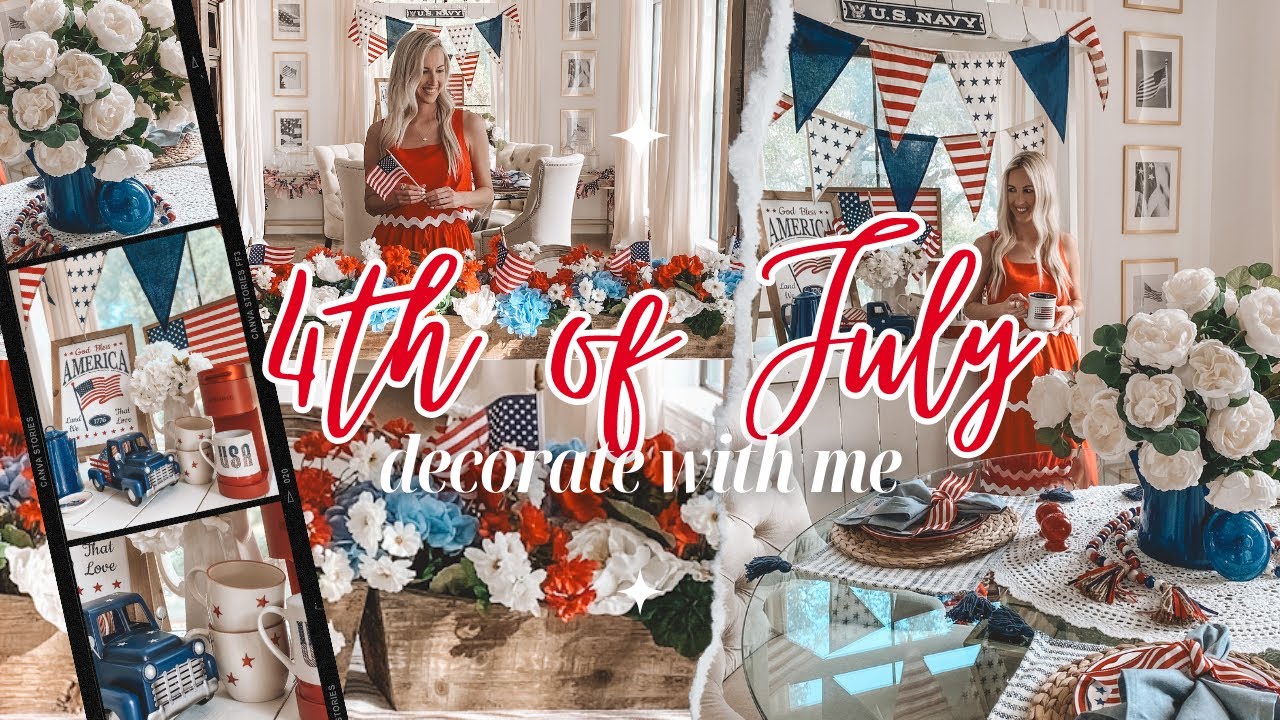 🇺🇸4TH OF JULY | HOW TO DECORATE FOR JULY FOURTH | SIMPLE DIY SUMMER TABLESCAPE IDEAS AND COFFEE BAR