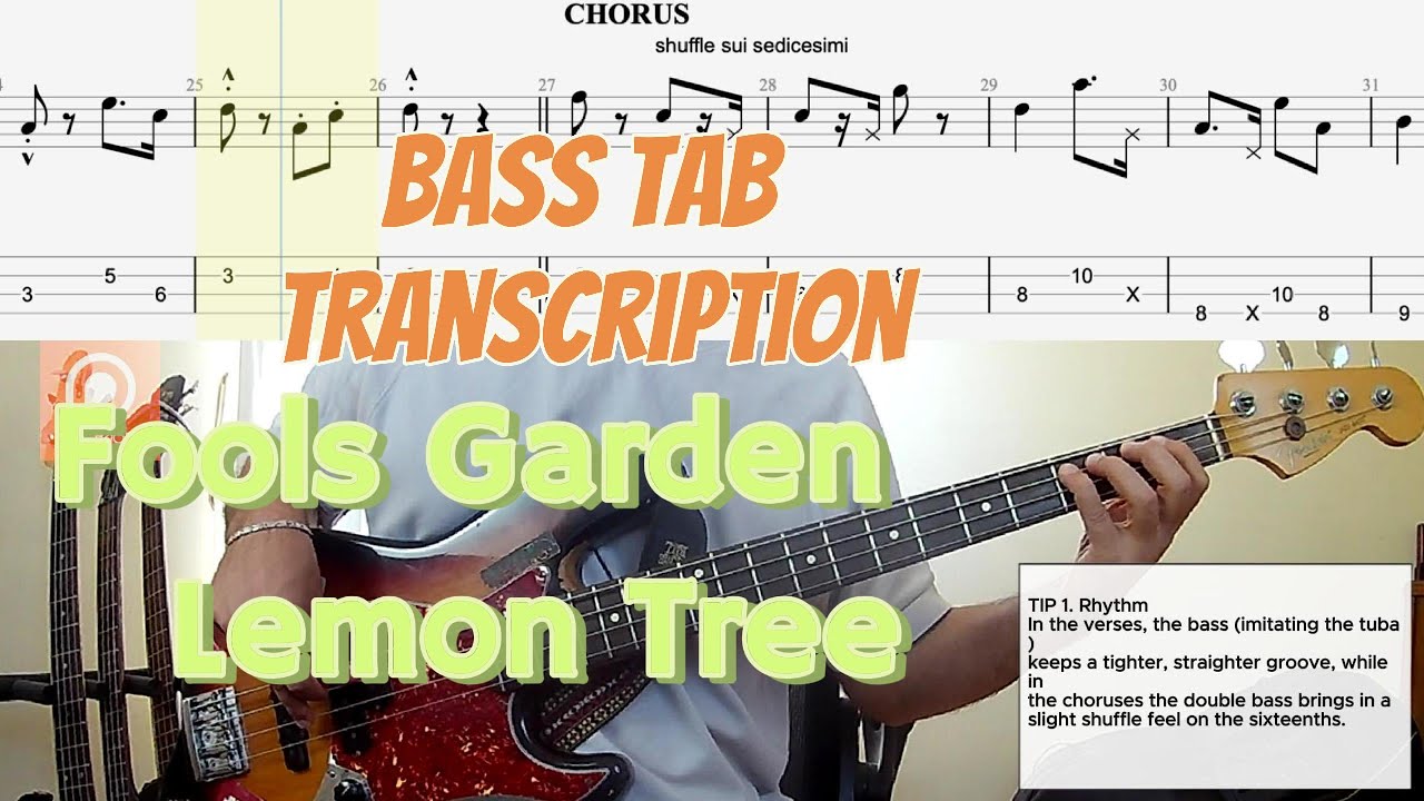 Fools Garden - Lemon Tree BASS COVER + TAB + SCORE