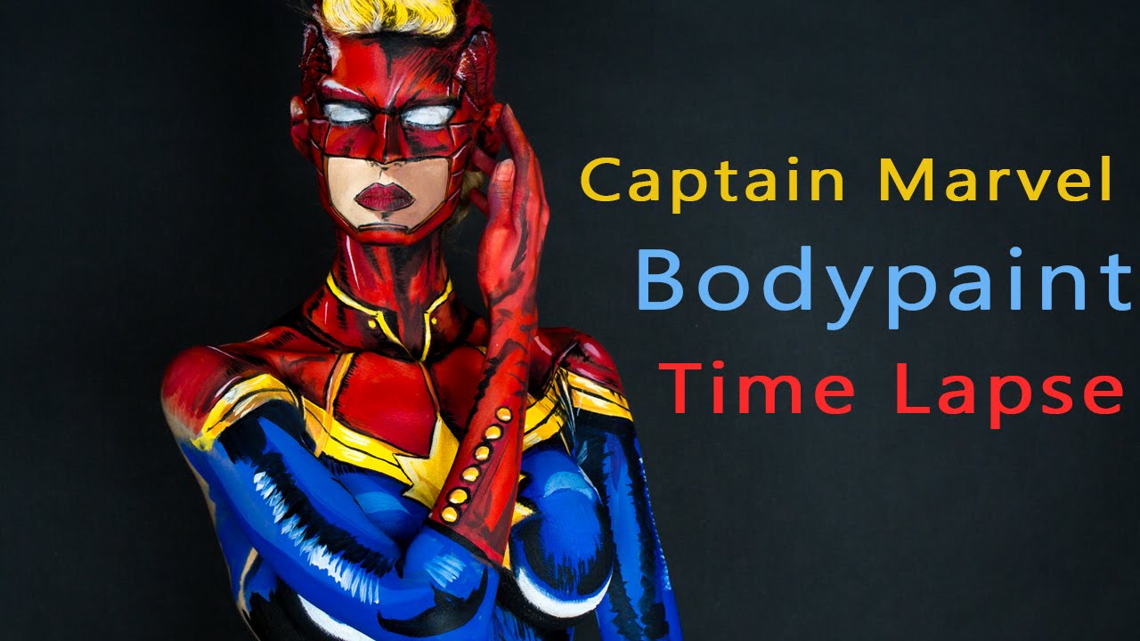 Captain marvel (Carol) Bodypaint Time Lapse