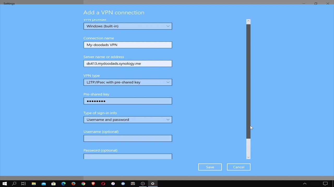 Настройка Synology NAS (DSM 6) — Часть 38: Настройка VPN-клиента Windows 10 для использования L2T...