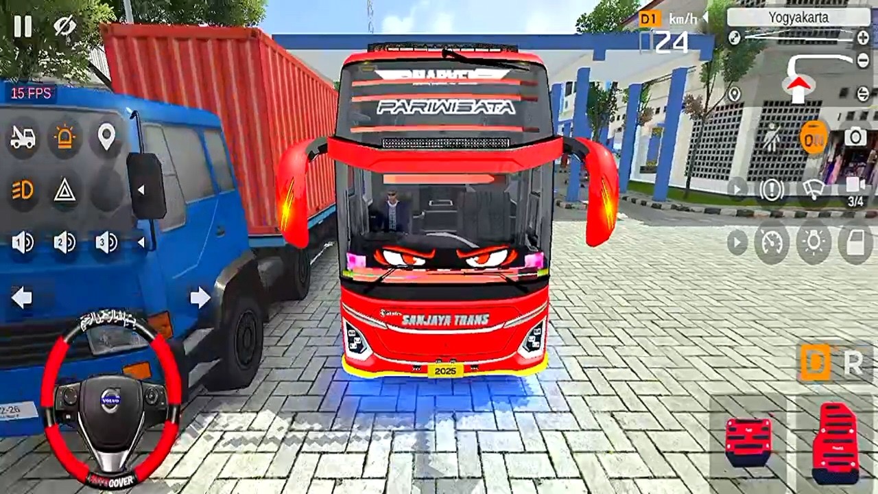 Bus Sanjaya Trans Copot Bemper Bawa Penumpang Keluar Terminal Berangkat Bareng Truk Kontainer