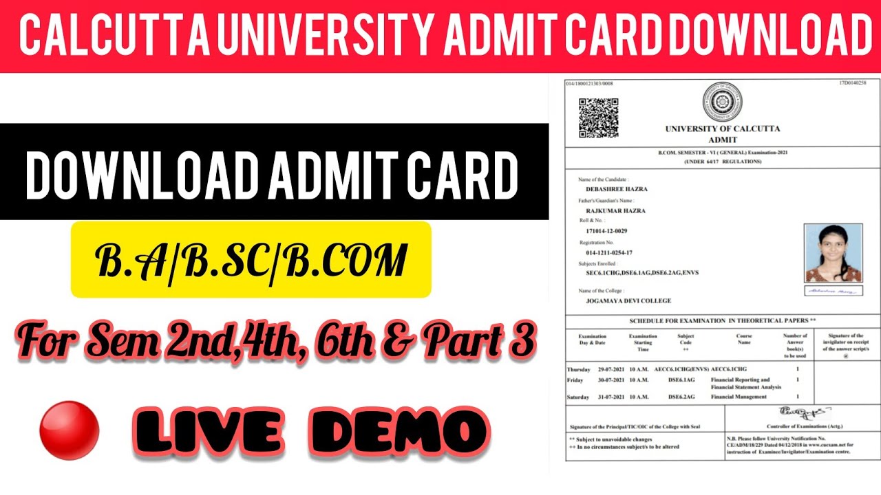 C.U ADMIT CARD 2021| CALCUTTA UNIVERSITY SEM 2nd,4th & 6th ADMIT CARD | CU ADMIT CARD DOWNLOAD |