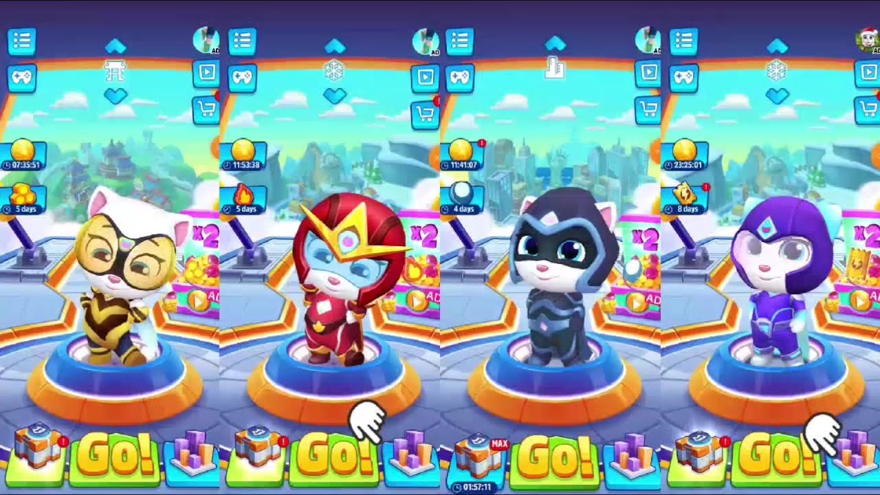 Talking Tom Hero Dash Queen Bee Angela vs Fire Arrow Angela vs Moonlight Angela vs Arctic Angela