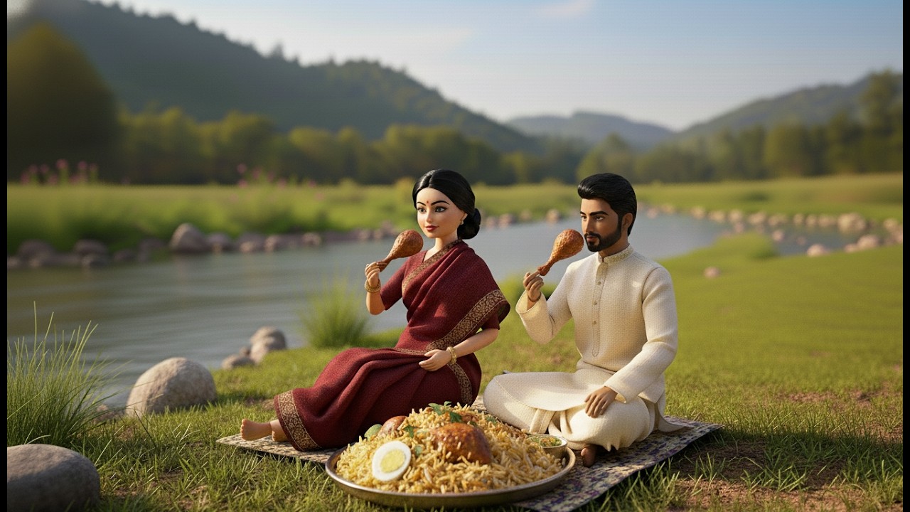 Satisfying Chicken Biryani ASMR near the river 🍲✨ | Miniature Doll Cooking