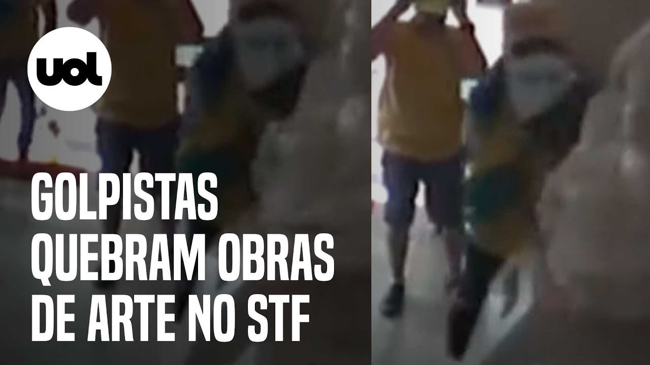 Golpistas derrubam e quebram obras de arte durante invas&atilde;o ao STF; v&iacute;deo flagrou a&ccedil;&atilde;o