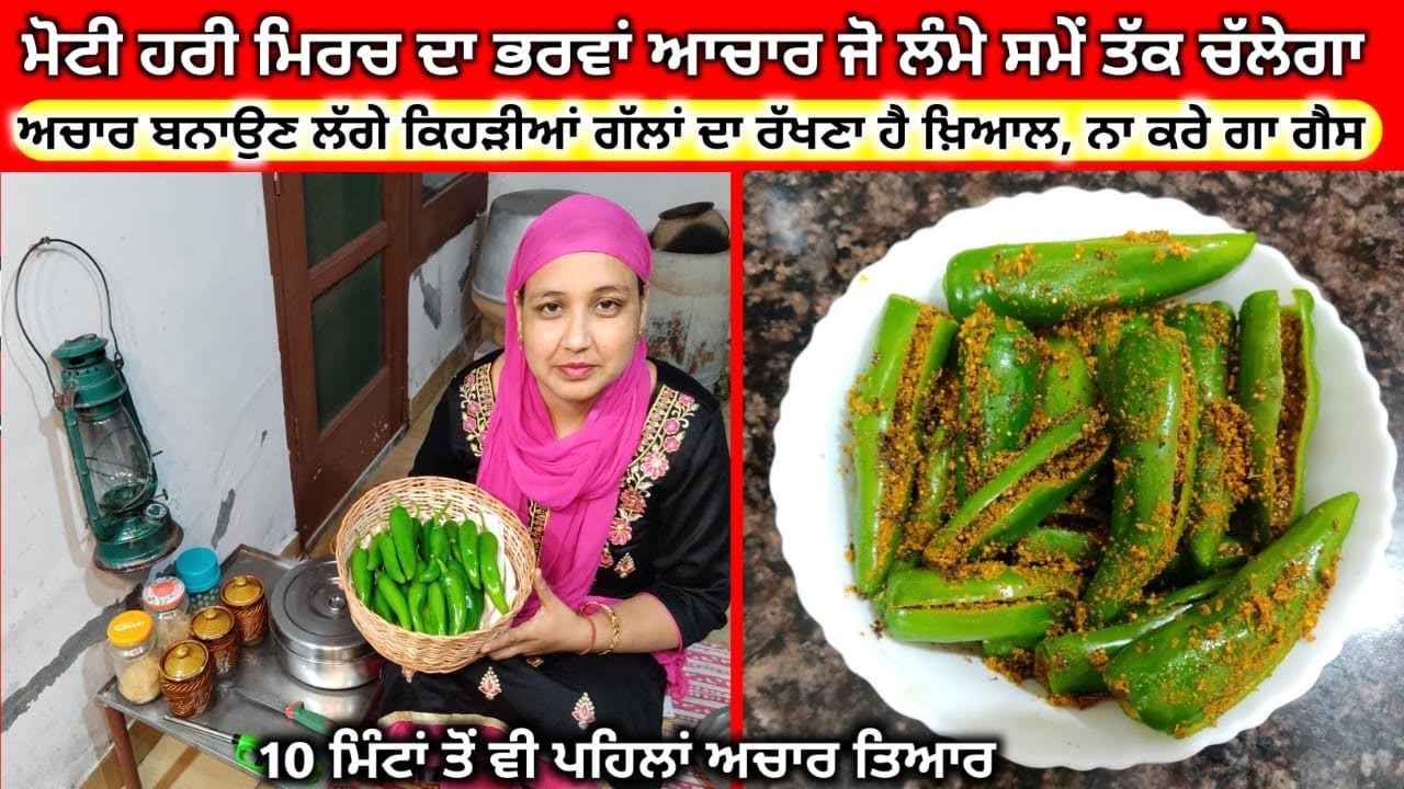 ਮੋਟੀ ਹਰੀ ਮਿਰਚ ਦਾ ਭਰਵਾਂ ਆਚਾਰ ! हरी मिर्च का अचार ! Hari Mirch Ka Achar ! Pickle Recipe Rupblogars
