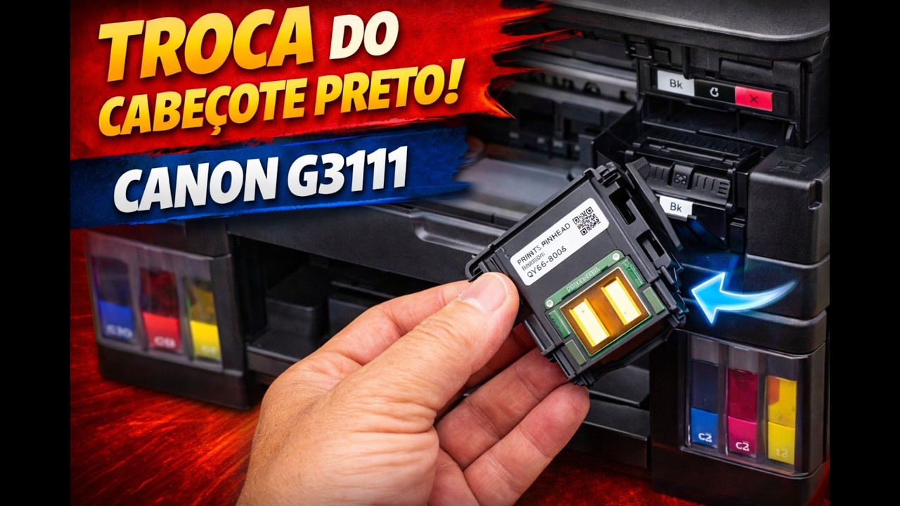 🖨️Canon G3111 Não Imprime Preto? Troca do Cabeçote Resolvido!