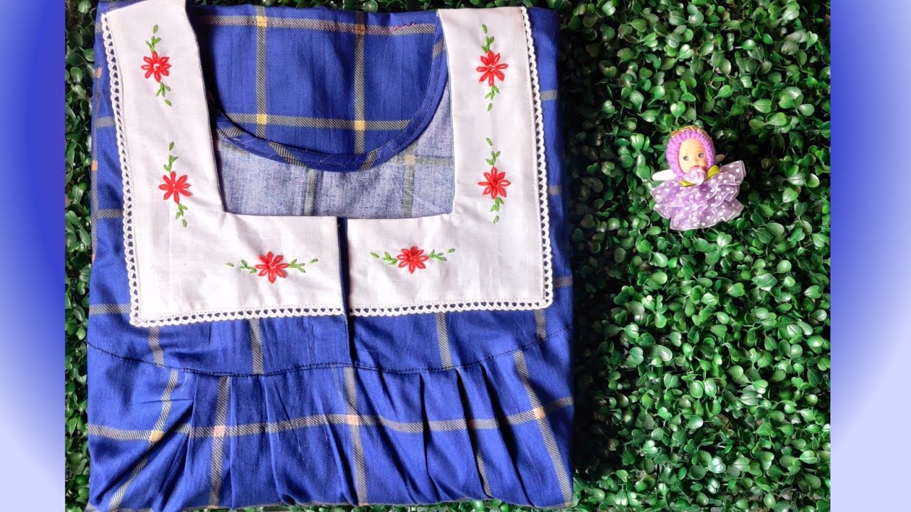 Designer cotton nighty|| hand embroidered yoke nighty||trending