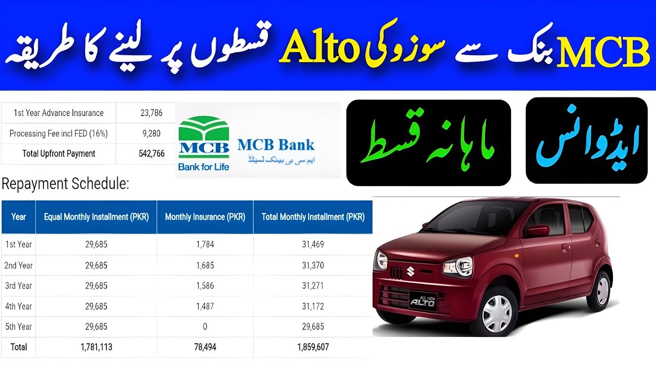 MCB Car Installment plan | MCB Car4U | Suzuki Alto Installment plan #MCB #car4U #suzukialto