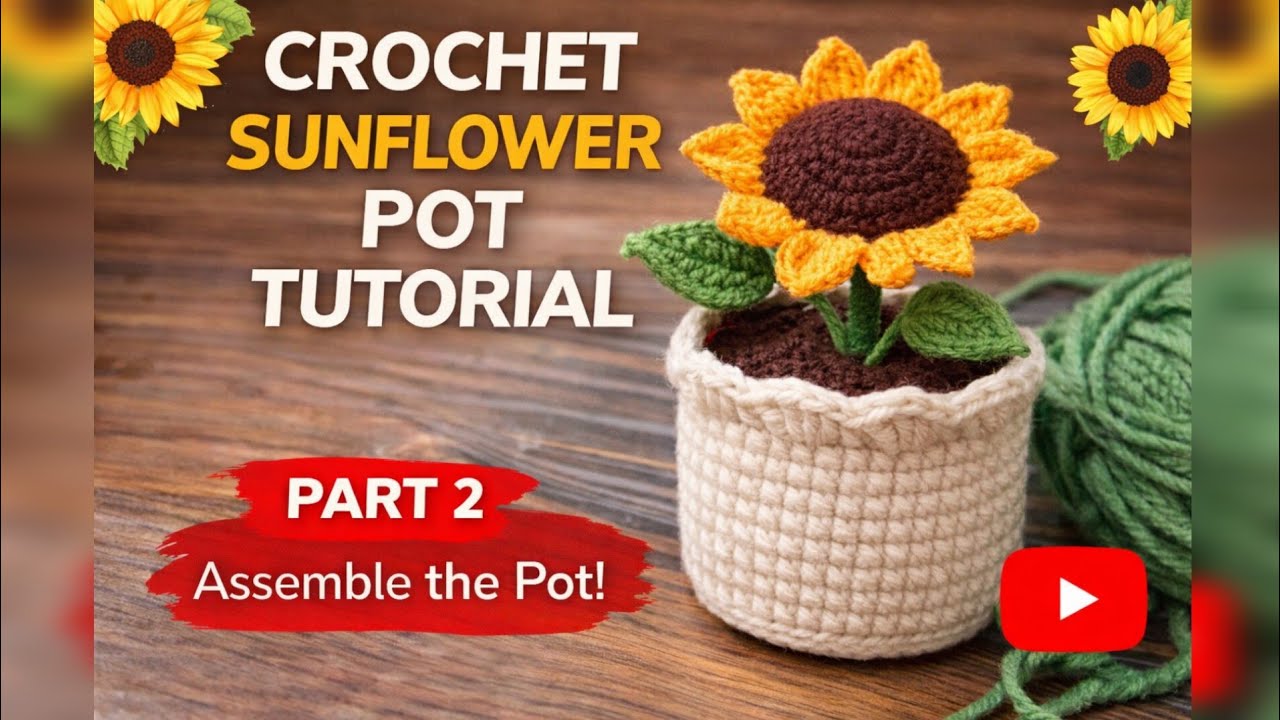 How to Make Crochet Sunflower Pot | Part 2 | Easy Crochet Flower@Crochetbykalpana-k6g 