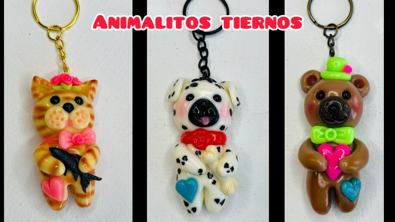 LLAVEROS / souvenirs ANIMALITOS TIERNOS porcelana fría/ ideas para vender o regalar