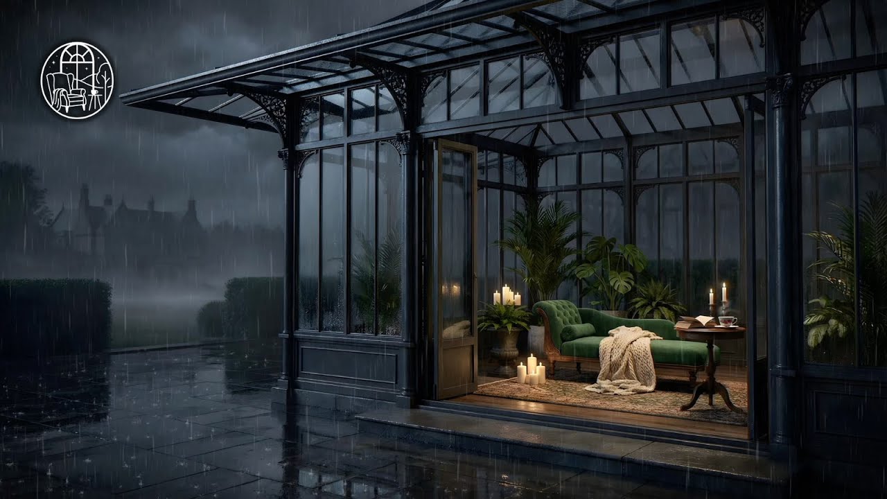 Rain Falling on Glass Conservatory | Sleep Safe, No Distractions | 3 Hours